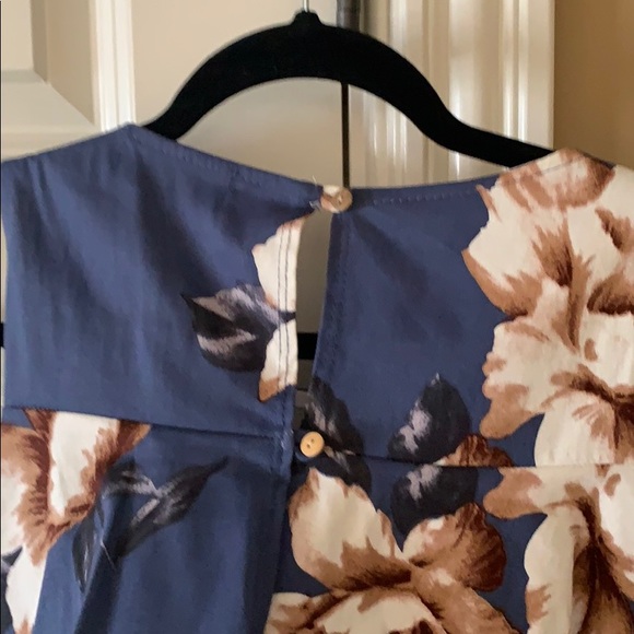 Navy and Floral print fit-and-flair dress - Picture 3 of 5